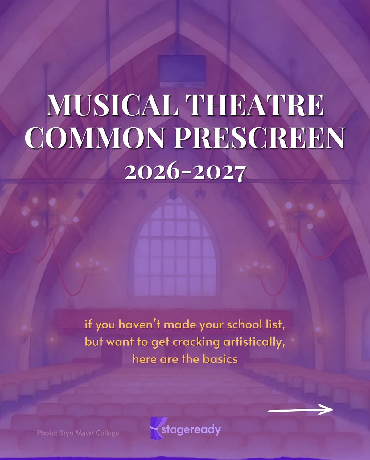 Musical Theatre Common Prescreen 2026 to 2027: title slide