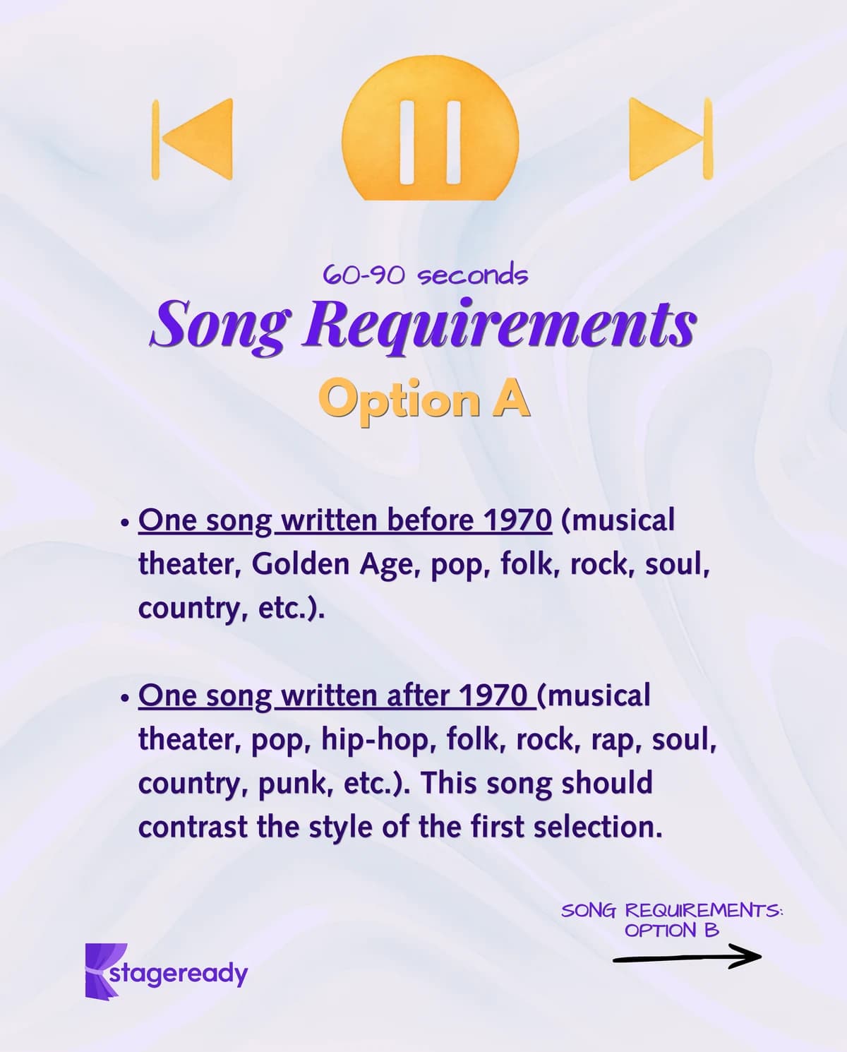 Song Option A: one song written before 1970 and one contrasting song written after 1970