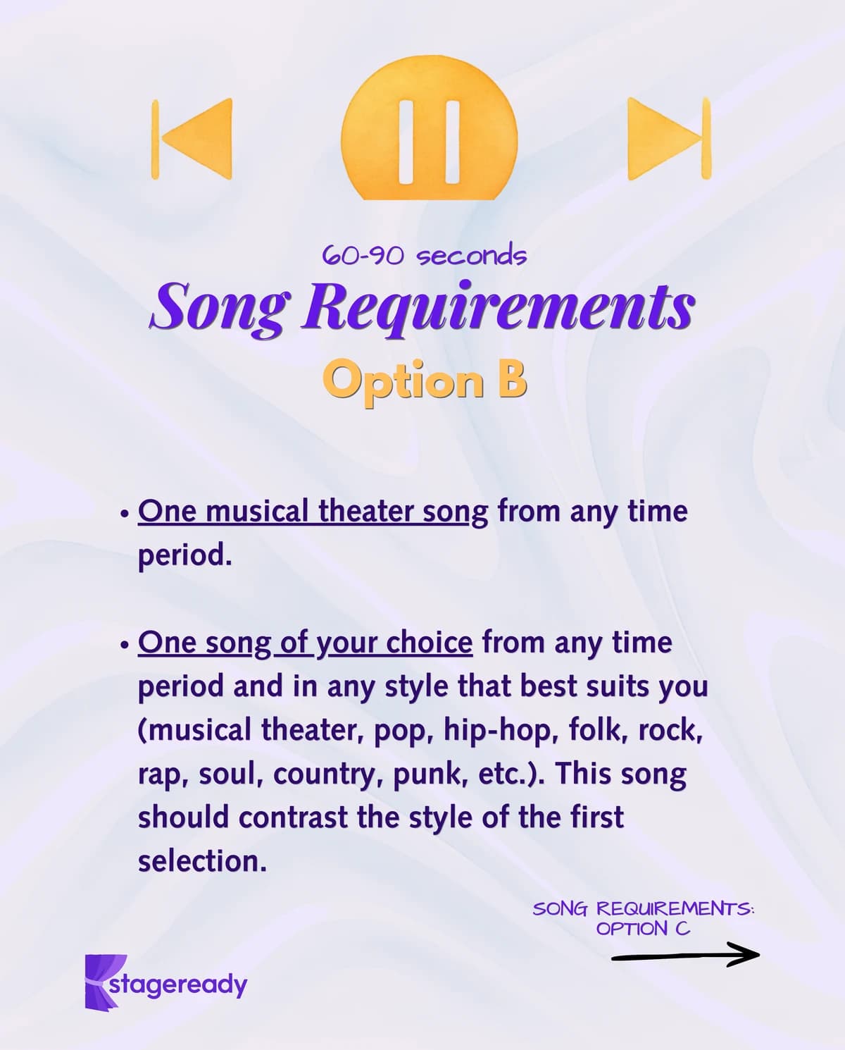 Song Option B: one musical theater song and one contrasting song in any style or time period