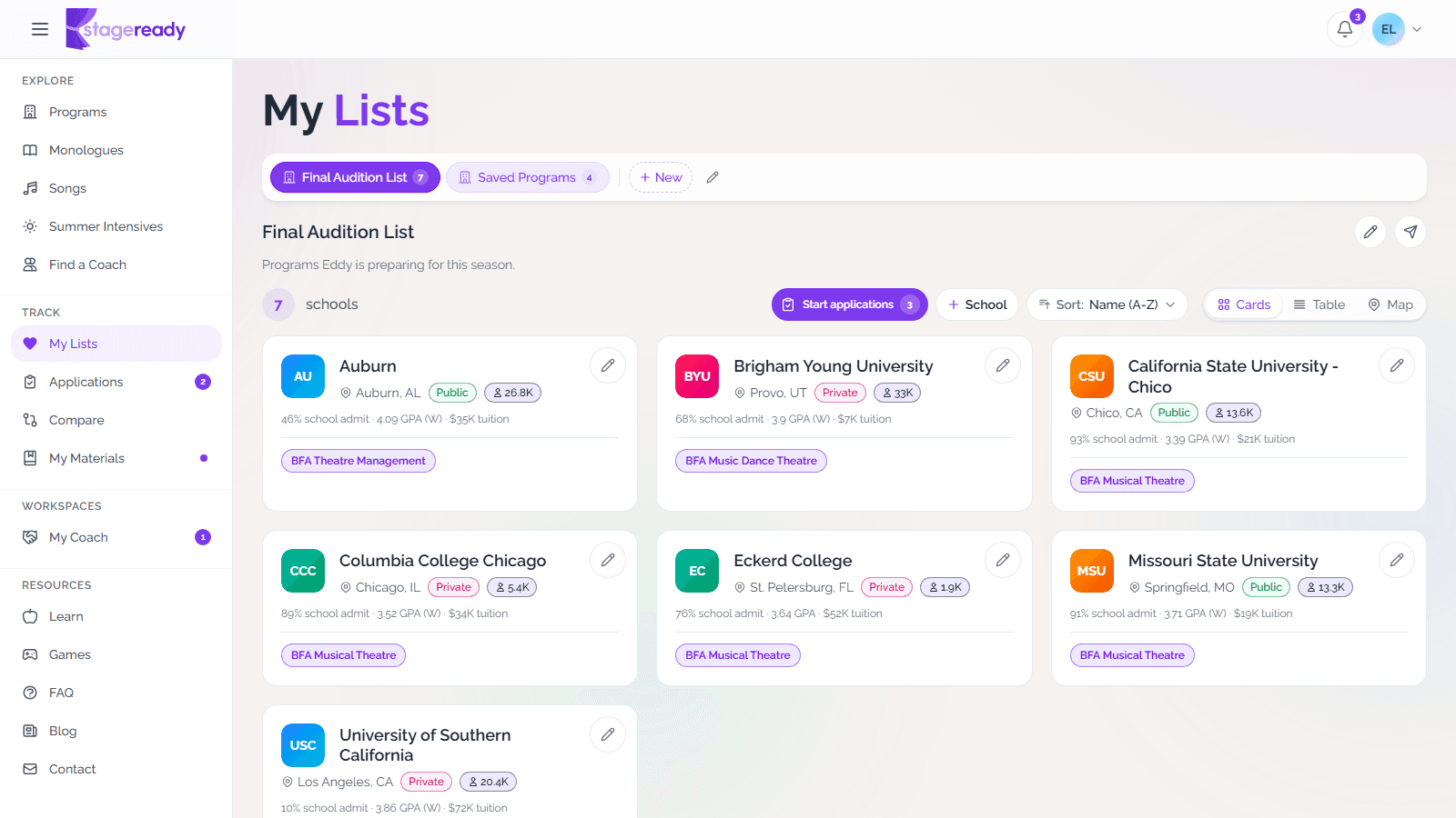 Build a saved program list