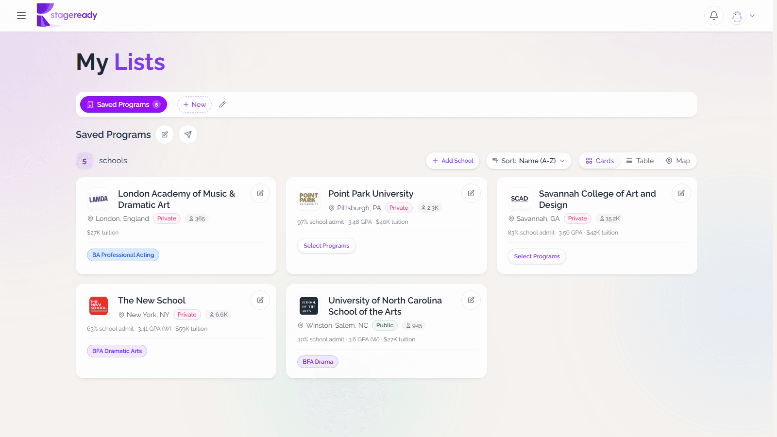 Build a saved program list