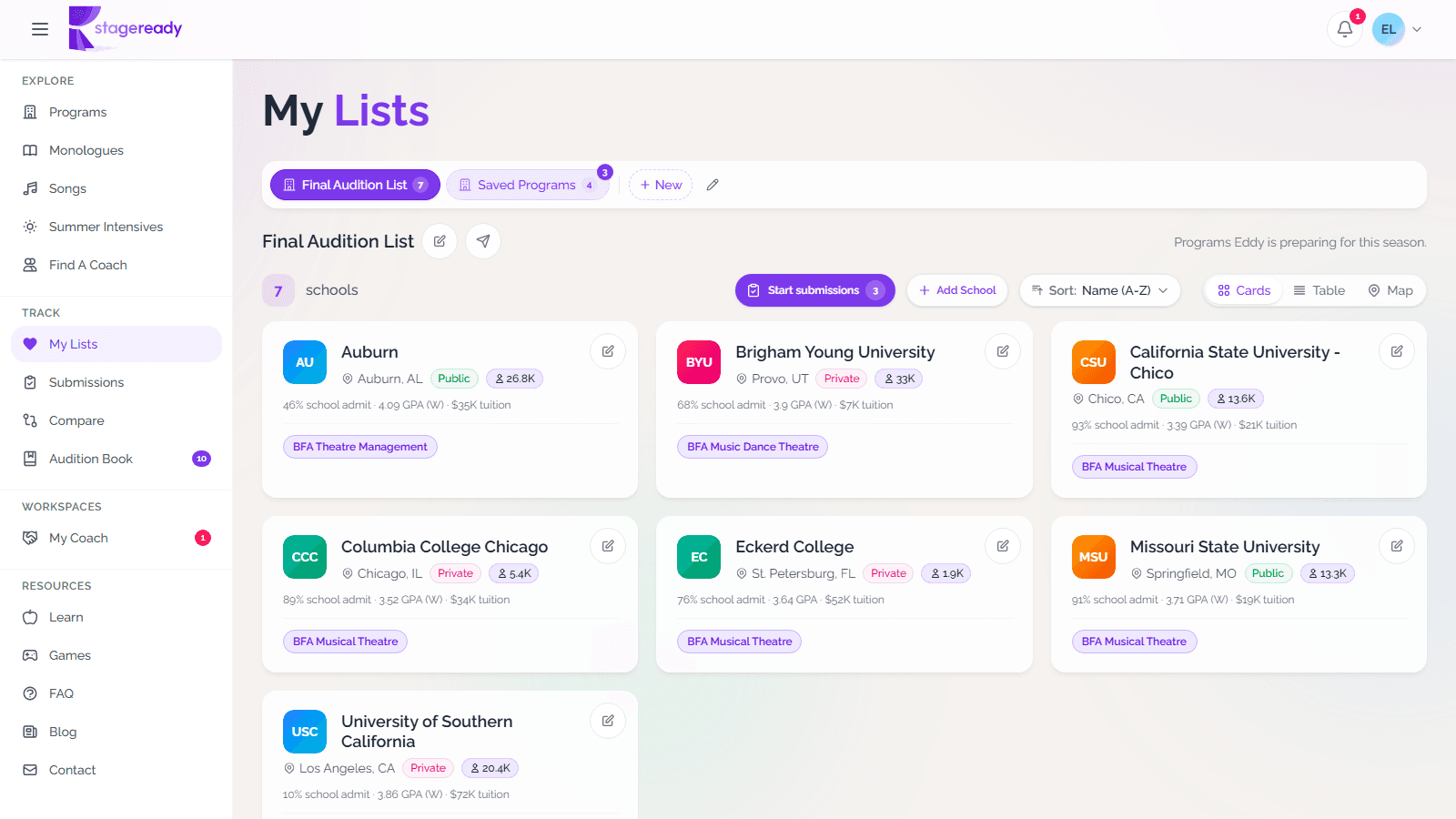 Build a saved program list