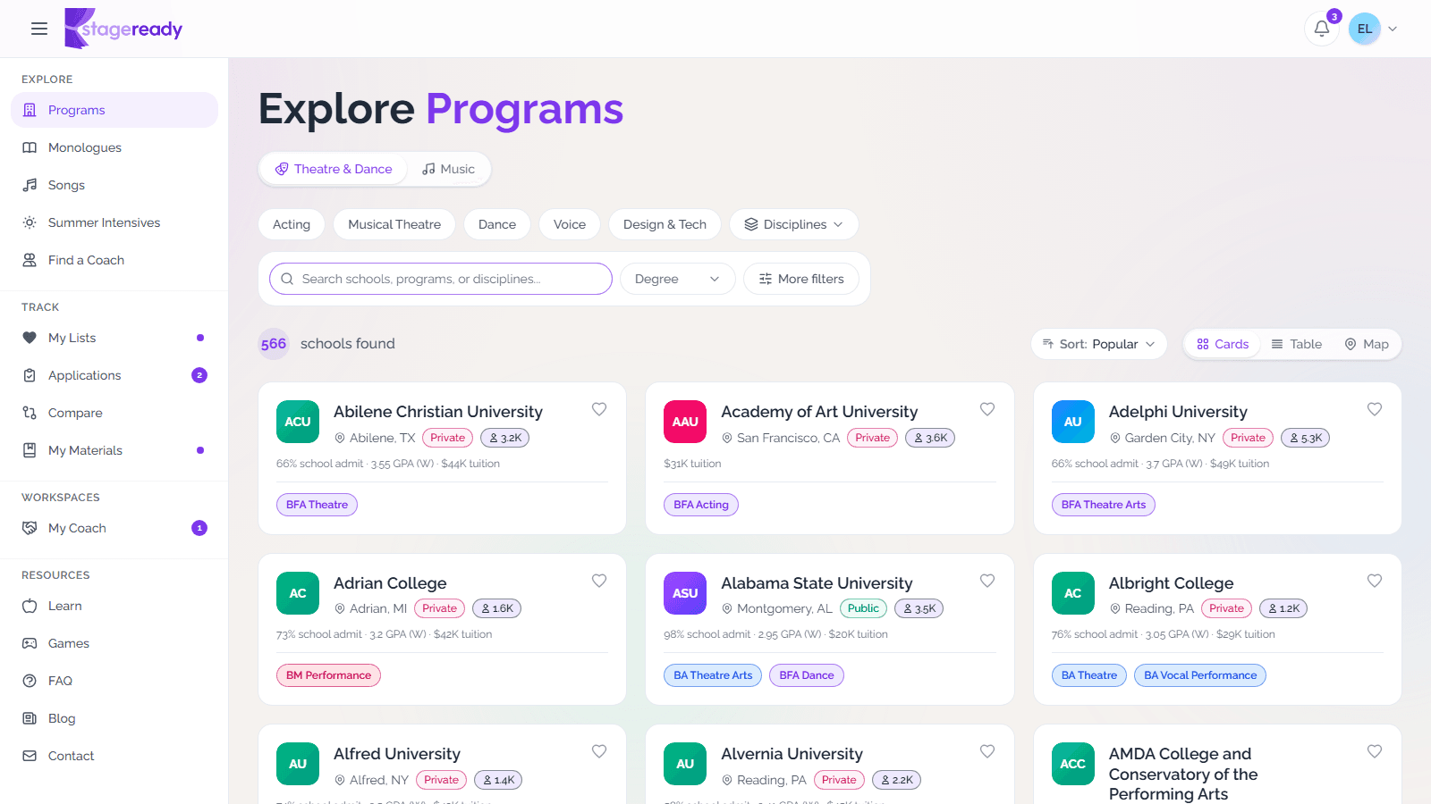 Find programs with filters