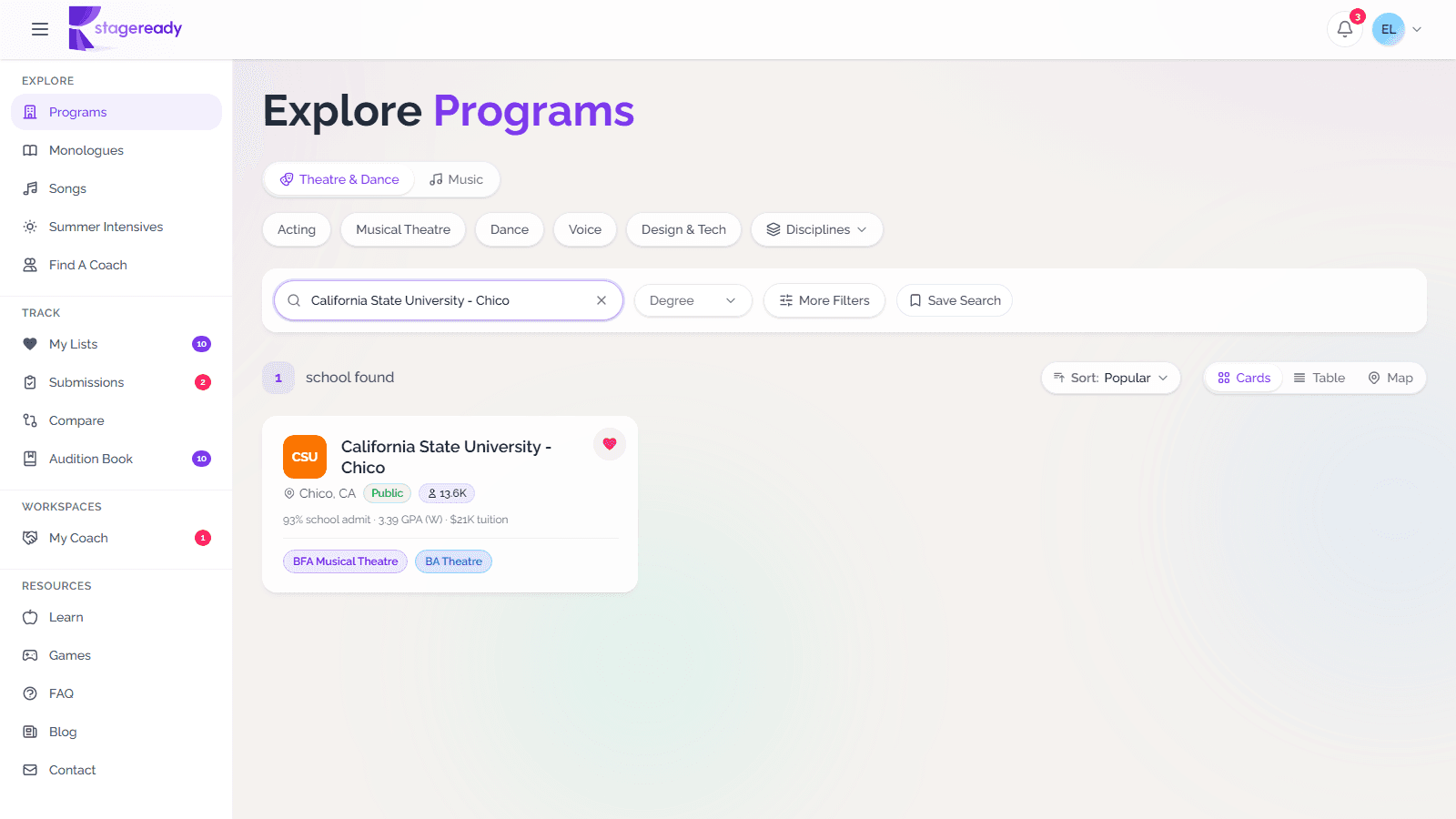 Find programs with filters