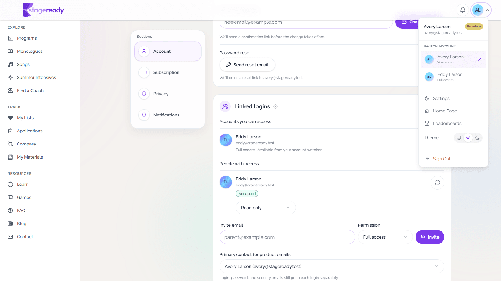 Manage shared account access