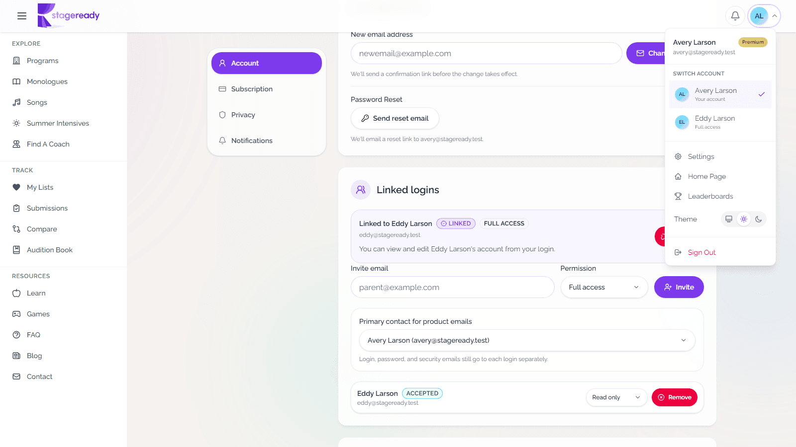 Manage shared account access