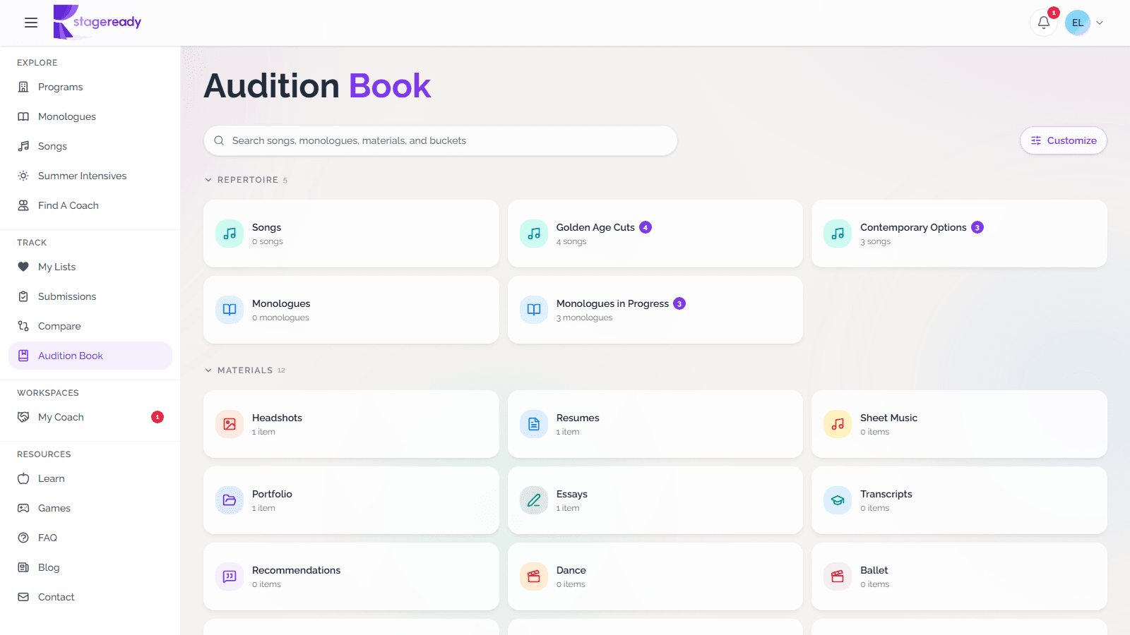 Organize your Audition Book